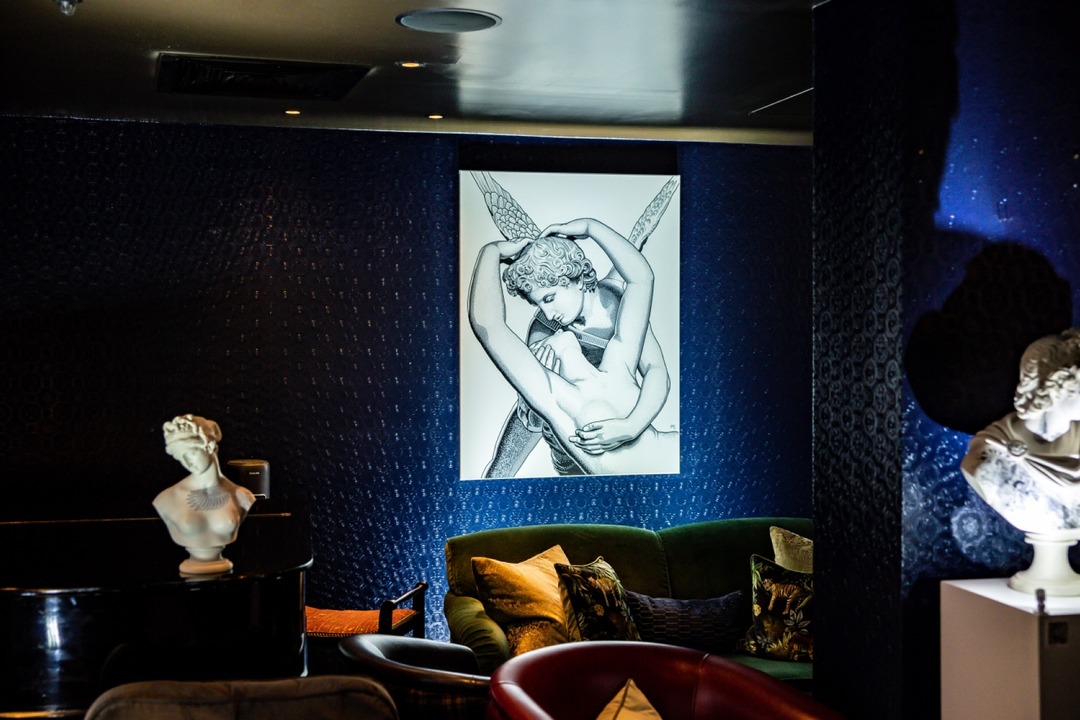 Matt Roe's Cupid and Psyche light-box artwork at The Other House